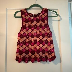 Alice and Olivia Floral Crochet Top-S